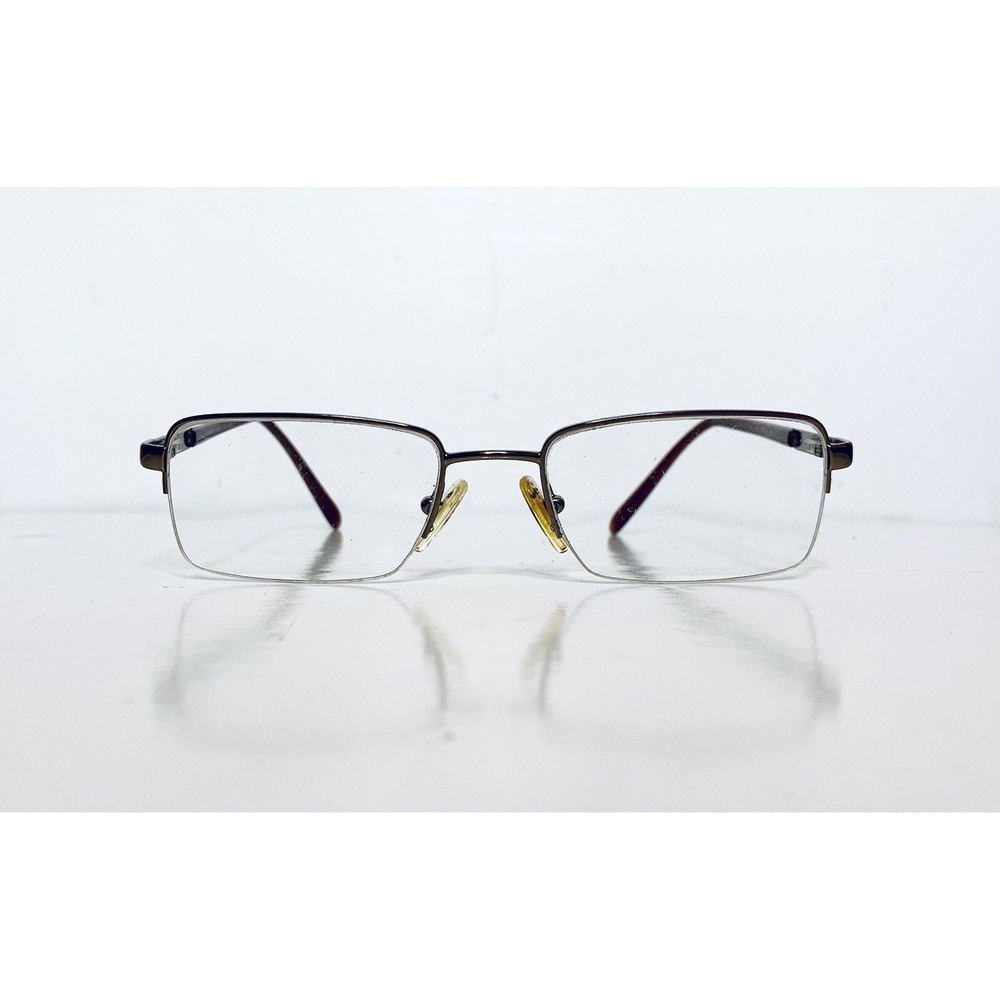 Versace Gold Metal Rectangular Half Rim Eyeglasses Italy MOD 1066 1053 50-18-135
